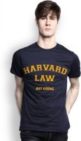 TOMO Printed Men's Round Neck Dark Blue T-Shirt