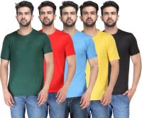 TSX Solid Men's Round Neck Multicolor T-Shirt(Pack of 5)