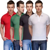Teesort Solid Men's Polo Neck Multicolor T-Shirt(Pack of 4)