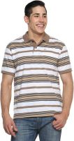 Tempt Striped Men's Polo Neck White T-Shirt