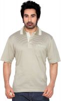 Thinc Striped Men's Polo Neck Beige, White T-Shirt