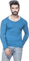 Tinted Solid Men's V-neck Blue T-Shirt