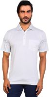 Valeta Printed, Solid Men's Polo Neck White T-Shirt