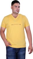 Vivid Bharti Printed Men's V-neck Yellow T-Shirt