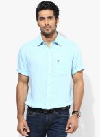 Allen Solly Blue Linen Casual Shirt