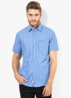 Arrow Sports Blue Striped Slim Fit Casual Shirt