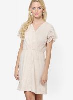 Besiva Cream Colored Embroidered Skater Dress