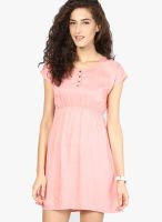 Bossini Pink Colored Solid Skater Dress