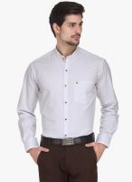 Canary London White Printed Slim Fit Formal Shirt