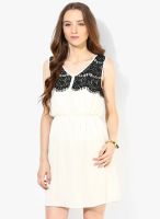 Ginger By Lifestyle Off White Solid Dress