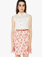 Globus Orange Colored Printed Skater Dress