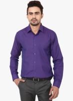 HANCOCK Purple Solid Slim Fit Formal Shirt