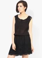 I AM FOR YOU Black Colored Embroidered Skater Dress