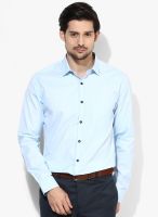 Independence Blue Printed Slim Fit Formal Shirt