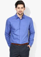 Independence Blue Solid Slim Fit Formal Shirt