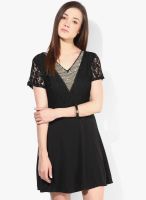 JC Collection Black Colored Embellished Skater Dress