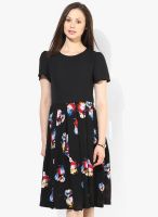 JC Collection Black Colored Printed Skater Dress