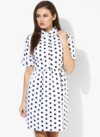 JC Collection White Colored Printed Skater Dress