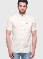 Jogur Off White Slim Fit Casual Shirt