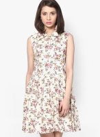Magnetic Designs Beige Colored Printed Skater Dress
