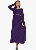 Magnetic Designs Purple Colored Solid Skater Dress