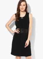 Morgan Black Colored Solid Shift Dress