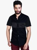 Mr Button Solid Navy Blue Casual Shirt