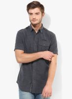 Nautica Grey Solid Regular Fit Casual Shirt