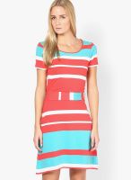 Nautica Red Colored Striped Shift Dress