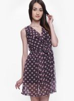 Purys Pink Colored Printed Skater Dress