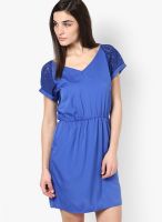 SbuyS Blue Colored Embroidered Skater Dress