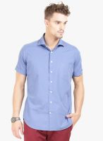 Thisrupt Blue Solid Slim Fit Casual Shirt