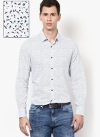 United Colors of Benetton White Printed Regular Fit Casual Shirt