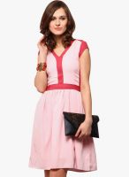 Yepme Pink Colored Solid Skater Dress