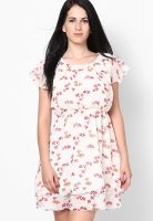 Zink London Off White Colored Printed Skater Dress