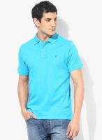 Allen Solly Aqua Blue Solid Polo T-Shirt