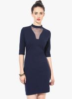 Besiva Navy Blue Colored Solid Bodycon Dress