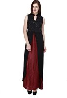 Cottinfab Women's Maxi Black, Red Dress