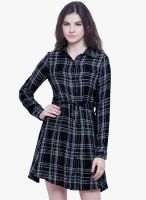 Faballey Black Colored Checked Skater Dress