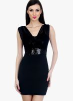 Faballey Black Colored Embellished Bodycon Dress