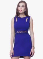 Faballey Blue Colored Solid Bodycon Dress