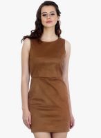 Faballey Brown Colored Solids Bodycon Dress