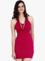 Faballey Pink Colored Solids Bodycon Dress