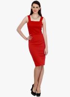 Faballey Red Colored Solid Bodycon Dress