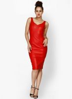 Faballey Red Colored Solid Bodycon Dress