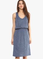 Femella Navy Blue Colored Solid Shift Dress
