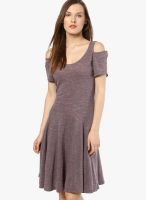Femella Wine Colored Solid Skater Dress