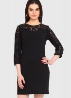 Femenino Black Colored Embroidered Bodycon Dress