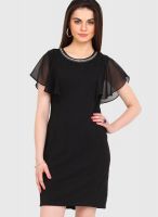Femenino Black Colored Solid Bodycon Dress