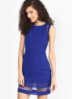 Latin Quarters Blue Colored Solid Skater Dress